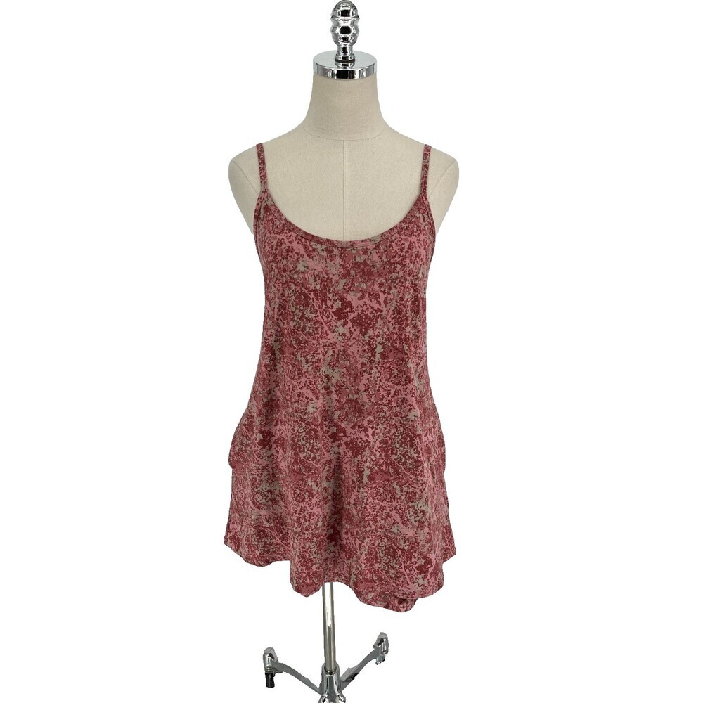 SOYBU Slip Dress Women's Size Small Pink Abstract Pockets Barbiecore Soft Girl